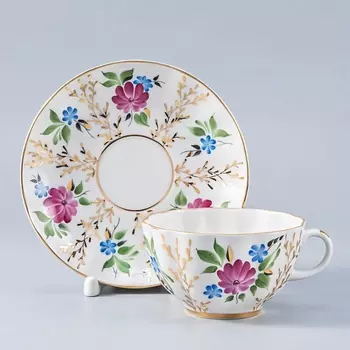 ИМПЕРАТОРСКИЙ ФАРФОРОВЫЙ ЗАВОД Чашка с блюдцем "Золотые травки"