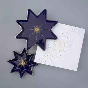 ИМПЕРАТОРСКИЙ ФАРФОРОВЫЙ ЗАВОД Набор сервировочных тарелок "Звезда.Индиго"