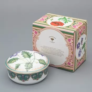 ИМПЕРАТОРСКИЙ ФАРФОРОВЫЙ ЗАВОД Туалетная коробочка "Фиалка надрезанная"