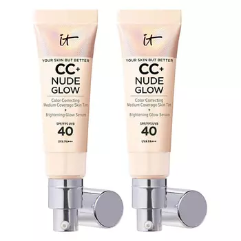 IT COSMETICS Тональный крем с сияющим финишем Nude Glow CC Cream Duo SPF40, 2 шт