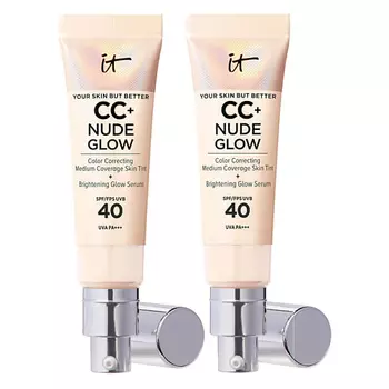 IT COSMETICS Тональный крем с сияющим финишем Nude Glow CC Cream Duo SPF40, 2 шт