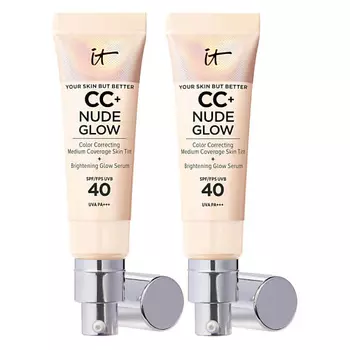 IT COSMETICS Тональный крем с сияющим финишем Nude Glow CC Cream Duo SPF40, 2 шт