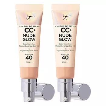 IT COSMETICS Тональный крем с сияющим финишем Nude Glow CC Cream Duo SPF40, 2 шт