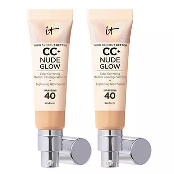 IT COSMETICS Тональный крем с сияющим финишем Nude Glow CC Cream Duo SPF40, 2 шт