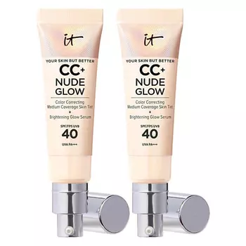 IT COSMETICS Тональный крем с сияющим финишем Nude Glow CC Cream Duo SPF40, 2 шт