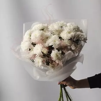 ИВА Воздушное облако, нежный букет из 3 веток пышных хризантем