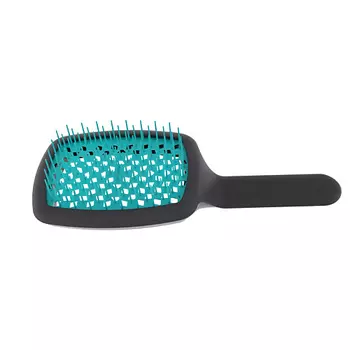 JANEKE Щетка вентилируемая для объёмной укладки чёрно-бирюзовая Curvy Line