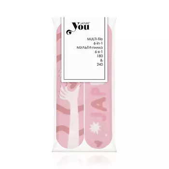 JAPURE YOU Комбинированная розовая mini “Мульти первая пилка многослойная 6в1”, абр 180/240, 1ш