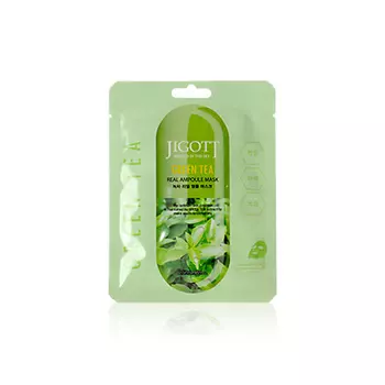 JIGOTT JIGOTT GREEN TEA REAL AMPOULE MASK Тканевая маска для лица с экстрактом зелёного чая 27мл 27.0