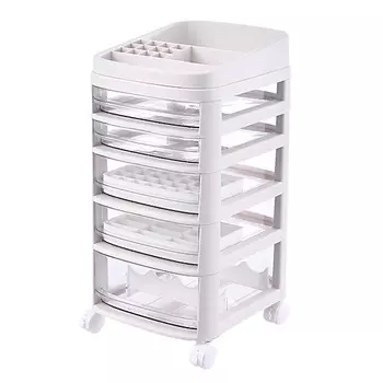 JOLI ANGEL Стеллаж косметолога белый 5 ящиков+полка-органайзер