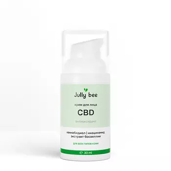JULLY BEE Крем для лица c CBD и ниацинамидом для чувствительной кожи, склонной к куперозу и розацеа, со следами постакне