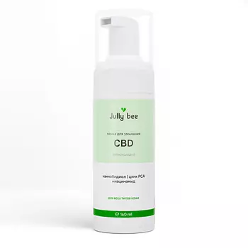 JULLY BEE Пенка для умывания c CBD ниацинамидом и цинком для чувствительной кожи, склонной к воспалениям, покраснениям и раздражениям