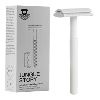 JUNGLE STORY Бритвенный станок Т- образный и 5 лезвий в упаковке на магните 1.0