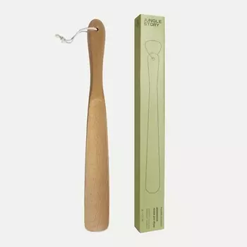 JUNGLE STORY Деревянная ложка для обуви из бука с петелькой, рожок обувной из дерева 38 см
