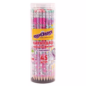 ЮНЛАНДИЯ Набор чернографитных карандашей с ластиком Единороги