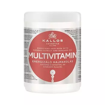 KALLOS COSMETICS Маска для волос с экстрактом женьшеня, апельсина и маслом авокадо Multivitamin 1000