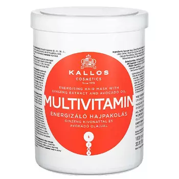 KALLOS COSMETICS Multivitamin Энергетическая маска для волос с экстрактом Женьшеня и маслом Авокадо 1000.0