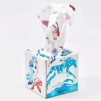 KARTIKA Салфетки бумажные косметические 3 слоя Ледяной Конь "Frozen" 56.0