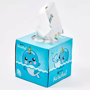 KARTIKA Салфетки бумажные косметические 3 слоя, с рисунком "Нарвал" 56