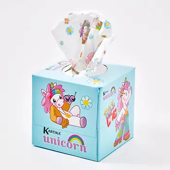 KARTIKA Салфетки бумажные косметические с рисунком "Единорог ХИППИ" 3 слоя 56.0