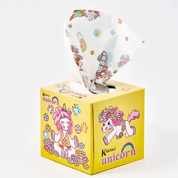 KARTIKA Салфетки косметические бумажные с рисунком "Единорог ХИППИ" 3 слоя 56.0