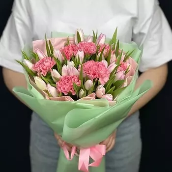 КАССИЯ Тюльпаны 25 штук с диантусами