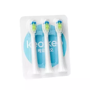 КЕО КЕО Сменные насадки для электрической звуковой щетки белые 3 шт