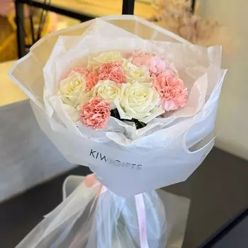 KIWIGIFTS Букет цветов живые Розы, Гортензия, Диантус