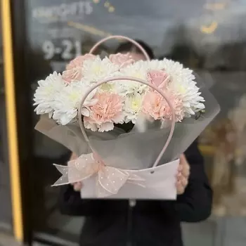 KIWIGIFTS Букет цветов живые розы, хризантемы, гвоздики