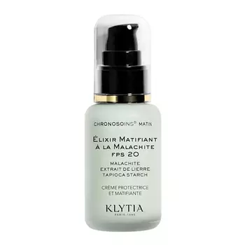 KLYTIA Крем-основа под макияж защитный матирующий SPF 20 Skin Care Elixir Matifiant A La Malachite
