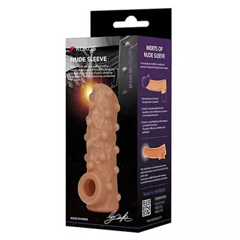 KOKOS Насадка реалистик с подхватом мошонки с бугорками, с открытой головкой 1.0