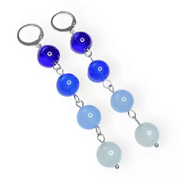 KOKOSHNIKI Длинные висячие серьги с муранским стеклом