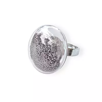 KOKOSHNIKI Кольцо Пузырь с полой бусиной из Муранского стекла 17.0