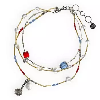 KOKOSHNIKI Колье бусы многорядное с глазом и муранским стеклом