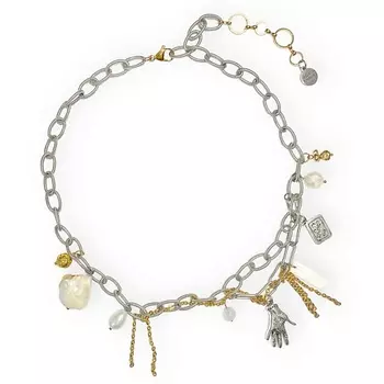 KOKOSHNIKI Колье-цепочка "Алхимия" с картой таро и жемчугом