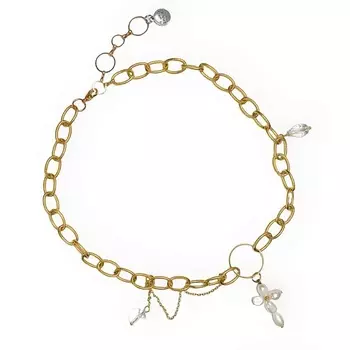 KOKOSHNIKI Колье-цепочка золотое с жемчужным крестиком