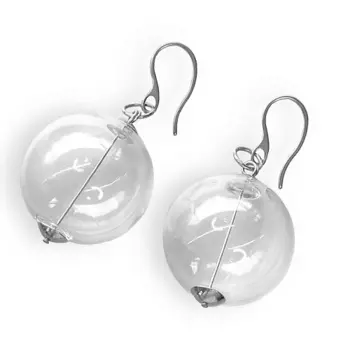 KOKOSHNIKI Серьги с крупными бусинами из полого муранского стекла прозрачные легкие