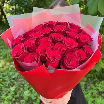 КОЛИБРИ ЦВЕТОЧНЫЙ САЛОН 25 кенийских красных роз