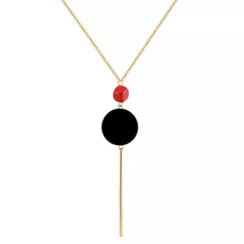 KOSHIKA Колье сотуар супрематизм из оникса (агата) с повеской