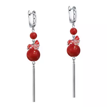 KOSHIKA Серьги из натурального аквамарина и хрусталя 'Снежное утро'