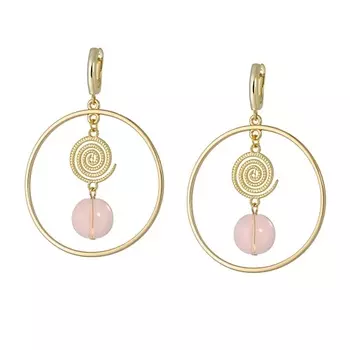 KOSHIKA Серьги кольца со спиралью и камнем