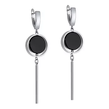 KOSHIKA Серьги с Агатом (ониксом) в золотом кольце