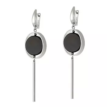 KOSHIKA Серьги с Агатом (ониксом) в золотом кольце