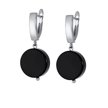 KOSHIKA Серьги с крупным черным Ониксом