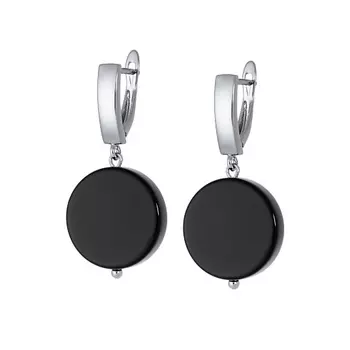 KOSHIKA Серьги с крупным черным Ониксом