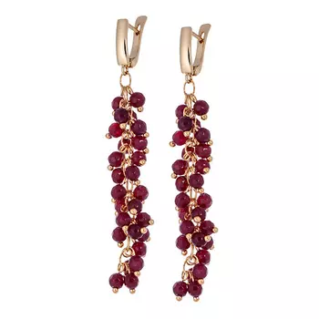 KOSHIKA Серьги с кварцем бордо Гроздья