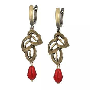 KOSHIKA Серьги с зеленым граненным камнем Листья