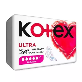 KOTEX Прокладки гигиенические Ультра Сетч Супер Fast Absorb 8.0