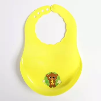 КРОШКА Я Нагрудник для кормления/слюнявчик непромокаемый с карманом «Мишутка», пластиковый