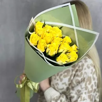 КРЫМ ФЛОРА Монобукет из 15 желтых роз